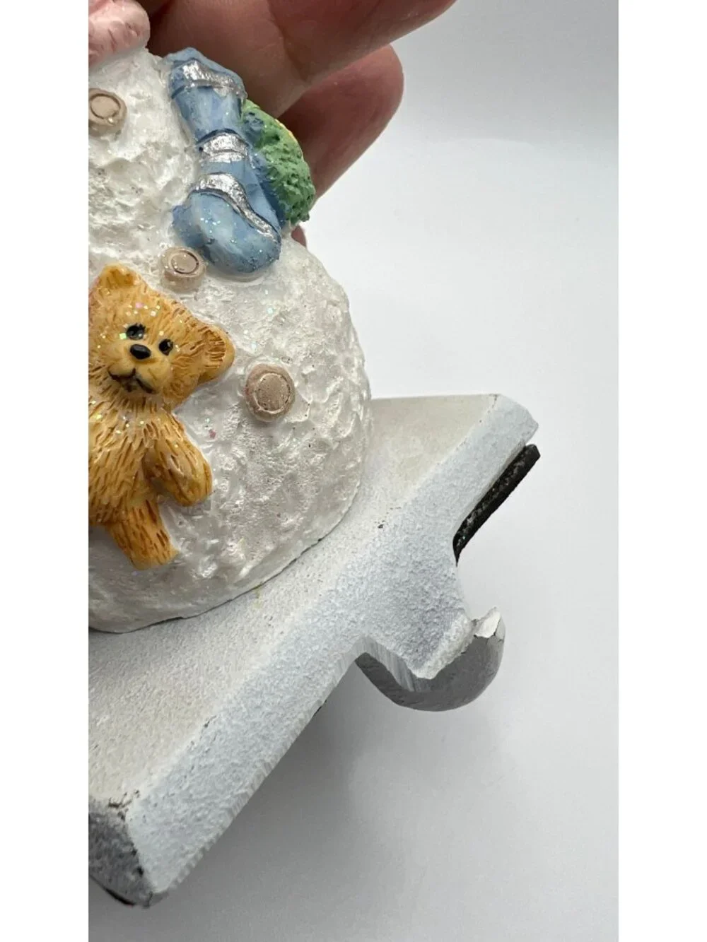 Festive Snowman Figure Stocking Holder With Glitter Sparkle Details